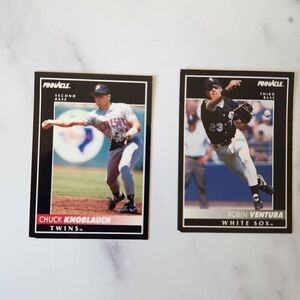 Robin Ventura Chuck Knoblauch 1992 baseball card Minnesota twins pinnacle #119